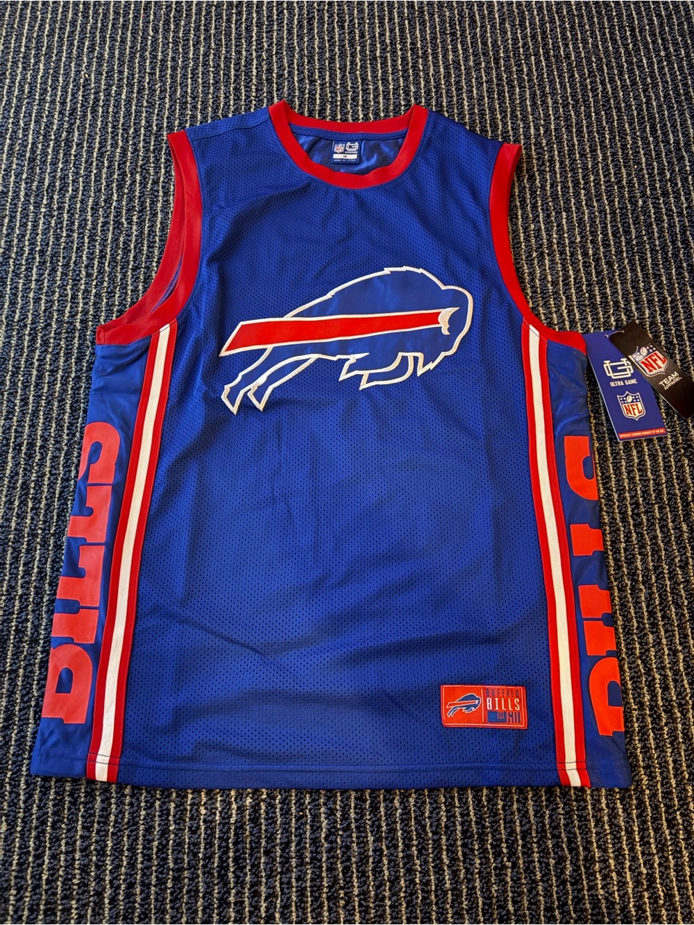 NWT Buffalo Bills NFL Embroidered Basketball Style Jersey TANK TOP Mens Medium M